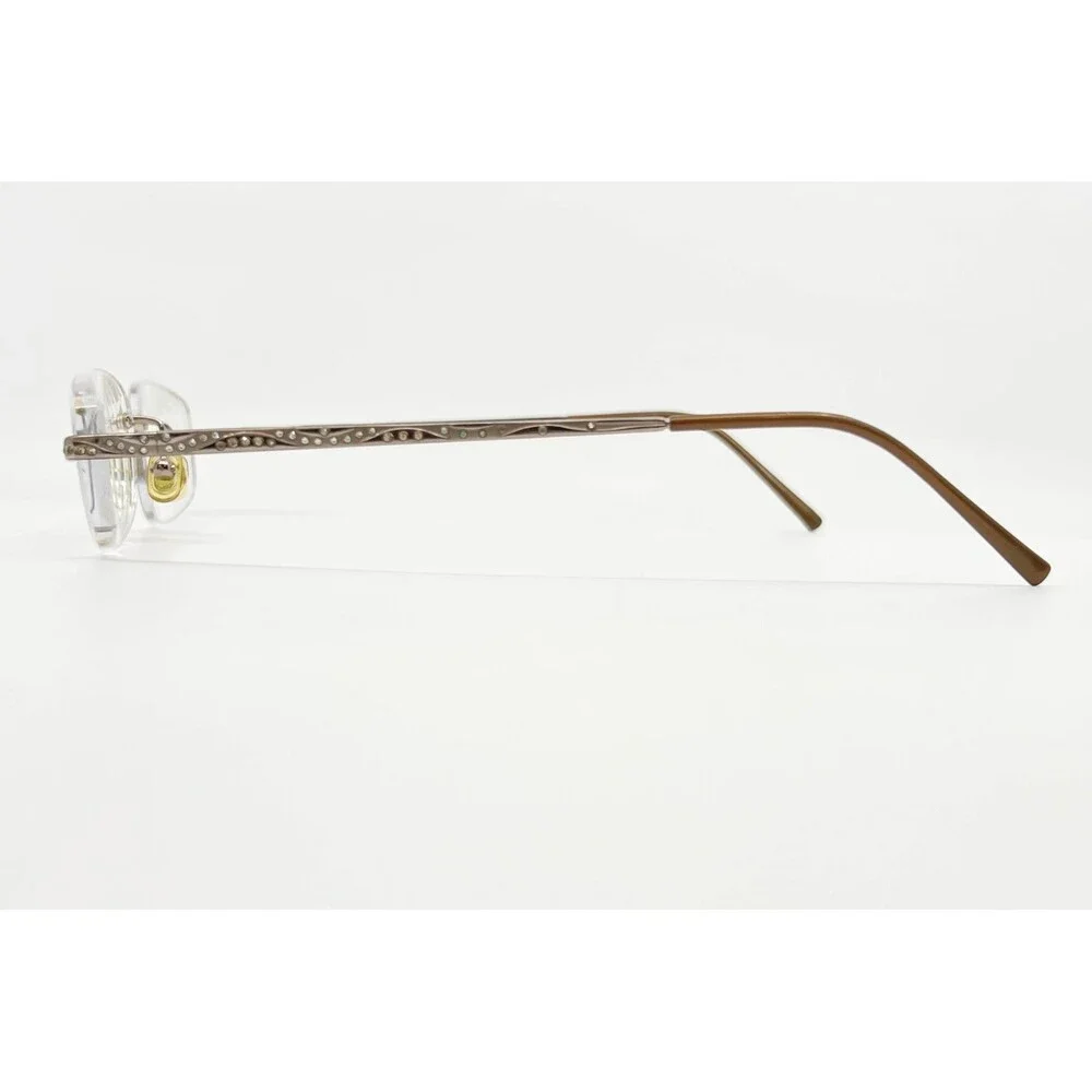 Tura Eyeglasses Womens Brown Rimless Rhinestone TE60A 51-18-135